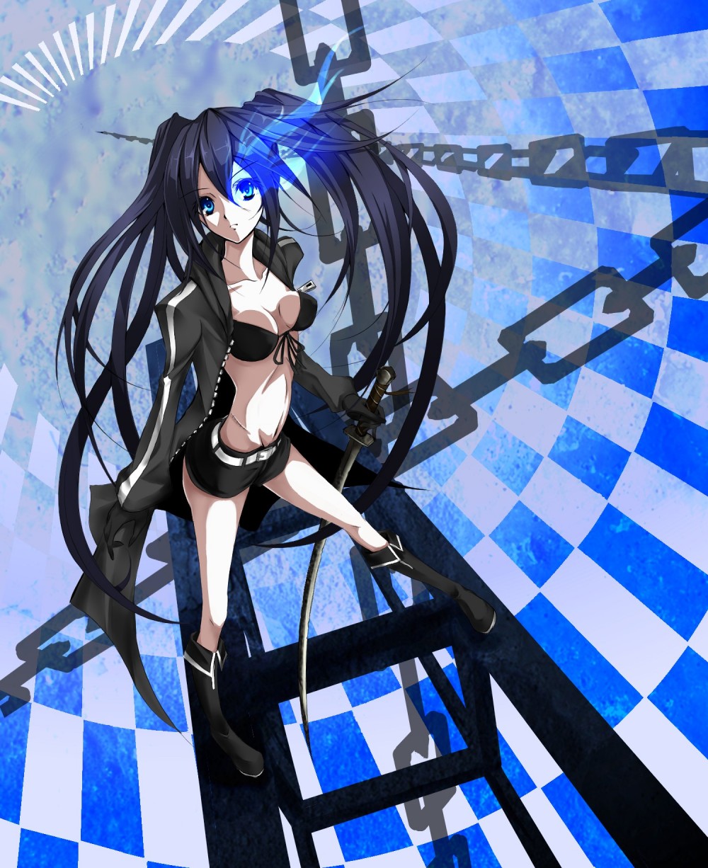 Black Rock Shooter Vocaloid Black Rock Shooter Character Bikini Top Cleavage Swimsuits Sword